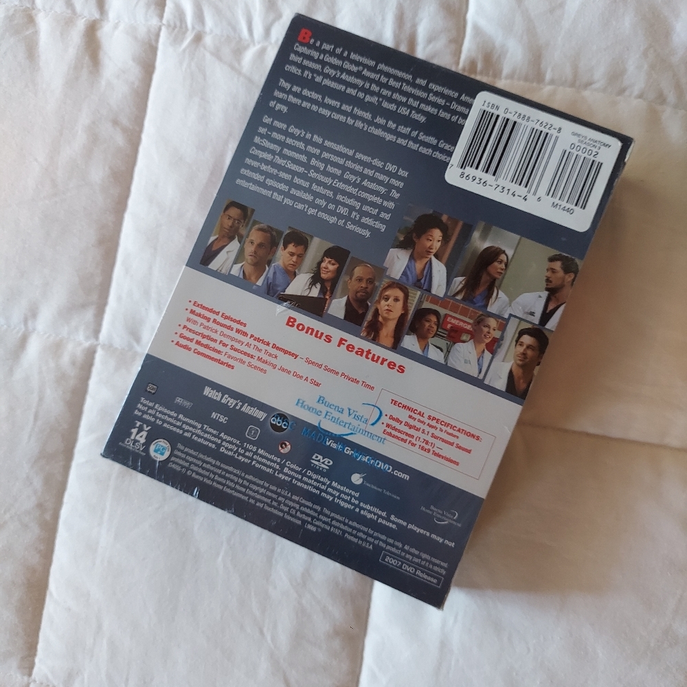Grey's Anatomy Season 3 Extended Edition SEALED DVD Set - Picture 3 of 3
